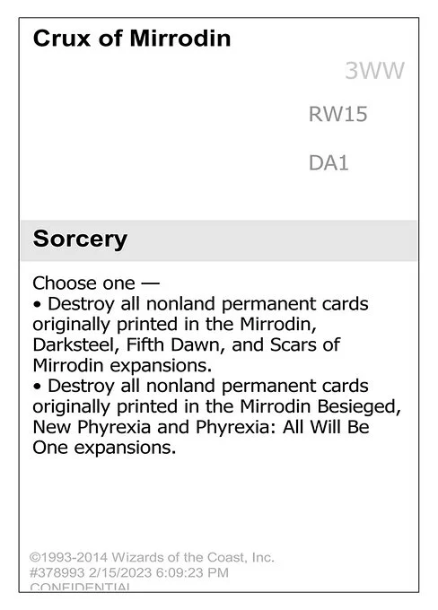 Crux of Mirrodin, carta Magic di tipo Sorcery