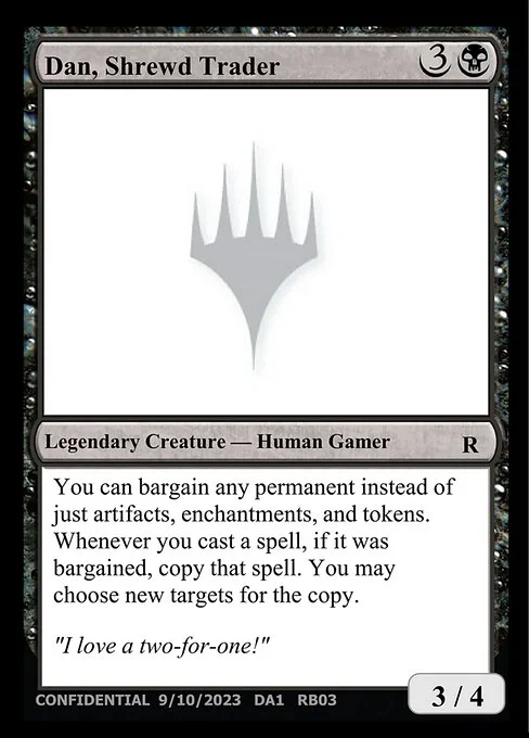 Dan, Shrewd Trader, carta Magic di tipo Legendary Creature — Human Gamer