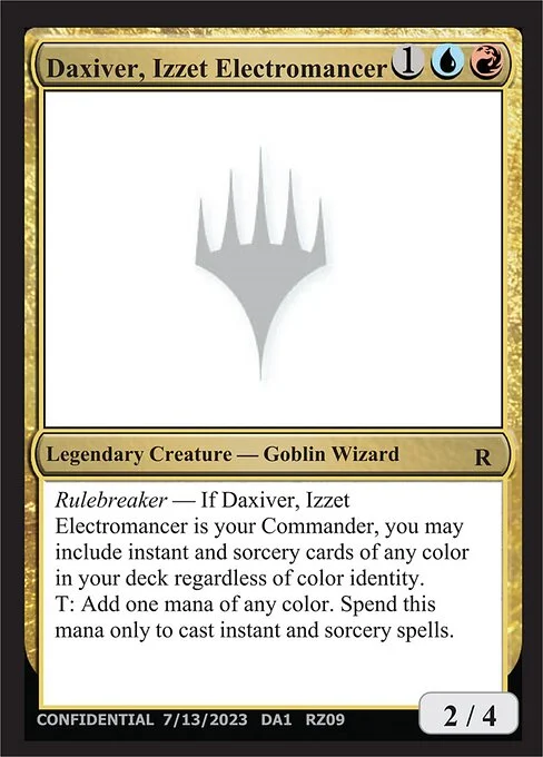 Daxiver, Izzet Electromancer, carta Magic di tipo Legendary Creature — Goblin Wizard