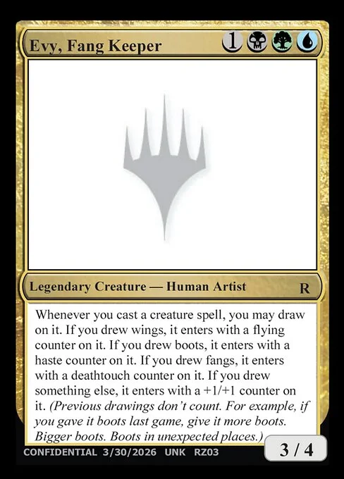 Evy, Fang Keeper, carta Magic di tipo Legendary Creature — Human Artist