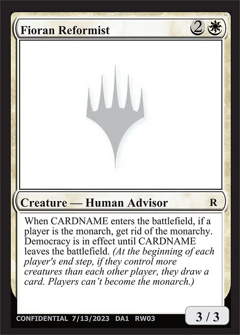 Fioran Reformist, carta Magic di tipo Creature — Human Advisor