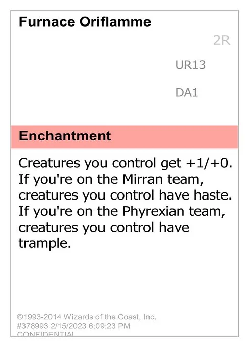 Furnace Oriflamme, carta Magic di tipo Enchantment