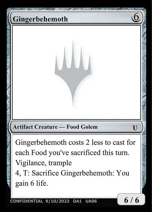 Gingerbehemoth, carta Magic di tipo Artifact Creature — Food Golem