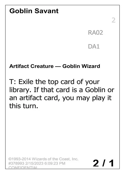 Goblin Savant, carta Magic di tipo Artifact Creature — Goblin Wizard