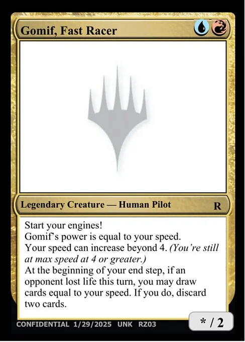 Gomif, Fast Racer, carta Magic di tipo Legendary Creature — Human Pilot