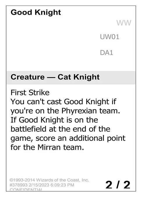 Good Knight, carta Magic di tipo Creature — Cat Knight