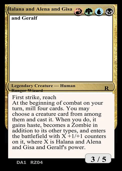 Halana and Alena and Gisa and Geralf, carta Magic di tipo Legendary Creature — Human Ranger Wizard