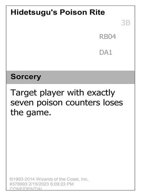 Hidetsugu's Poison Rite, carta Magic di tipo Sorcery
