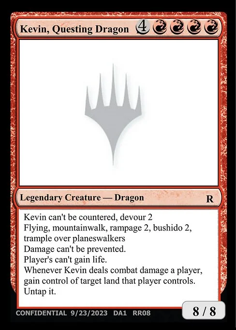 Kevin, Questing Dragon, carta Magic di tipo Legendary Creature — Dragon