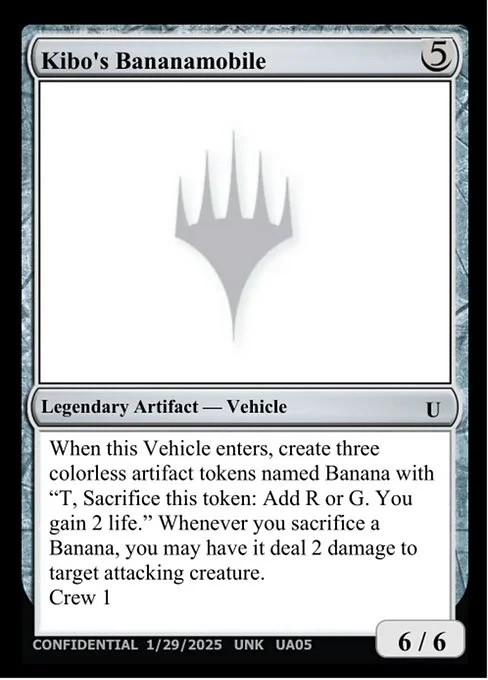 Kibo's Bananamobile, carta Magic di tipo Legendary Artifact — Vehicle
