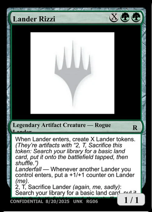 Lander Rizzi, carta Magic di tipo Legendary Artifact Creature — Lander Rogue