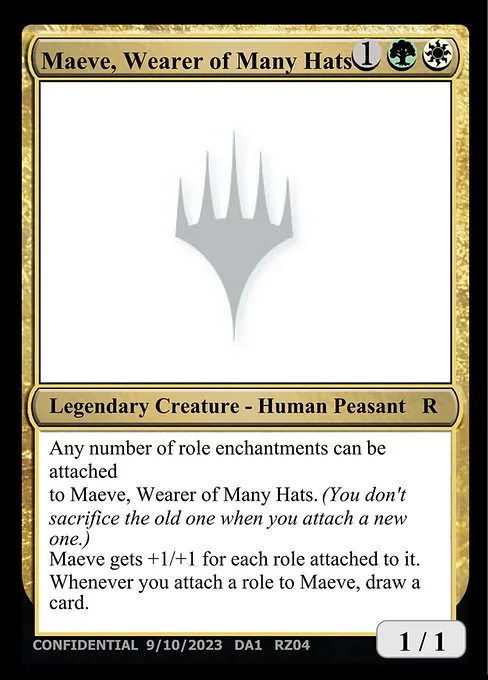 Maeve, Wearer of Many Hats, carta Magic di tipo Legendary Creature — Human Peasant
