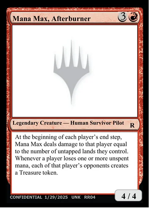 Mana Max, Afterburner, carta Magic di tipo Legendary Creature — Human Survivor Pilot