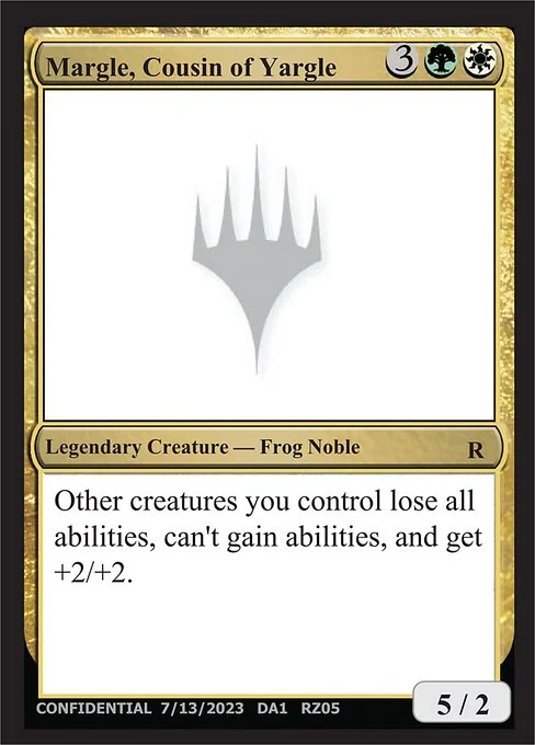 Margle, Cousin of Yargle, carta Magic di tipo Legendary Creature — Frog Noble