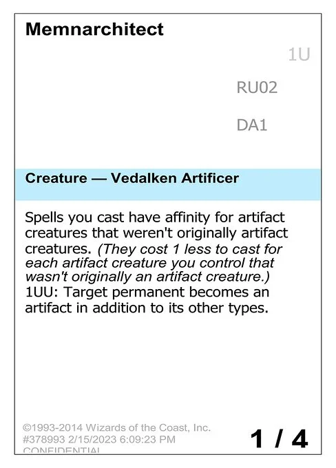 Memnarchitect, carta Magic di tipo Creature — Vedalken Artificer