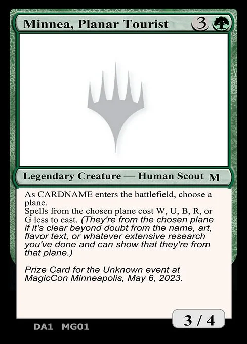 Minnea, Planar Tourist, carta Magic di tipo Legendary Creature — Human Scout