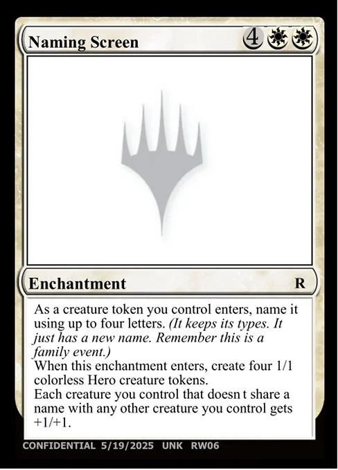 Naming Screen, carta Magic di tipo Enchantment