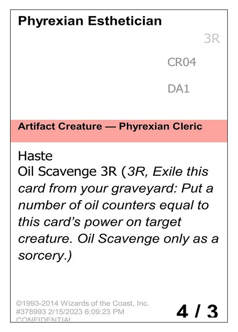 Phyrexian Esthetician, carta Magic di tipo Artifact Creature — Phyrexian Cleric