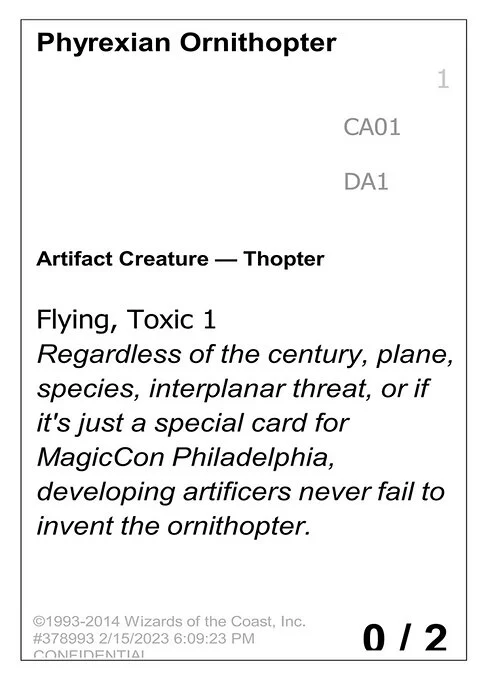 Phyrexian Ornithopter, carta Magic di tipo Artifact Creature — Thopter