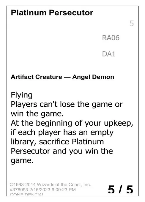 Platinum Persecutor, carta Magic di tipo Artifact Creature — Angel Demon