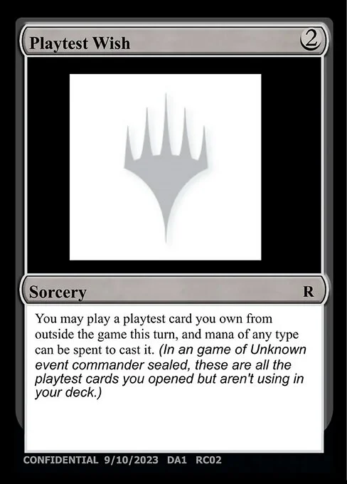 Playtest Wish, carta Magic di tipo Sorcery