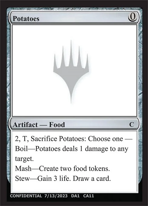 Potatoes, carta Magic di tipo Artifact — Food