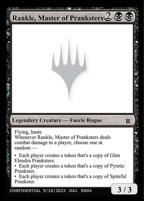 Rankle, Master of Pranksters, carta Magic di tipo Legendary Creature — Faerie Rogue