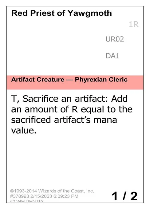 Red Priest of Yawgmoth, carta Magic di tipo Artifact Creature — Phyrexian Cleric