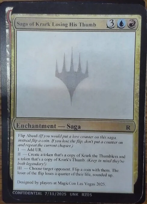 Saga of Krark Losing His Thumb, carta Magic di tipo Enchantment — Saga