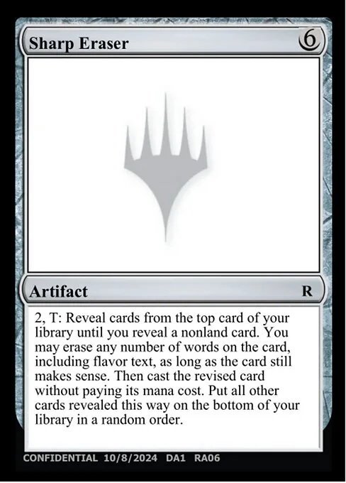 Sharp Eraser, carta Magic di tipo Artifact