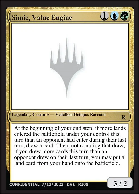 Simic, Value Engine, carta Magic di tipo Legendary Creature — Vedalken Octopus Raccoon