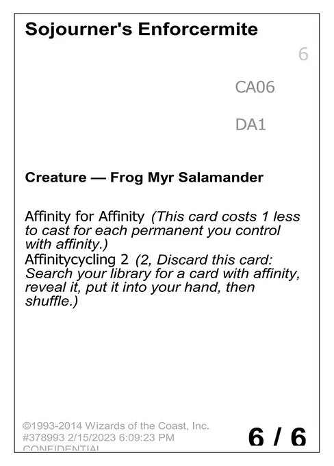 Sojourner's Enforcermite, carta Magic di tipo Artifact Creature — Frog Myr Salamander