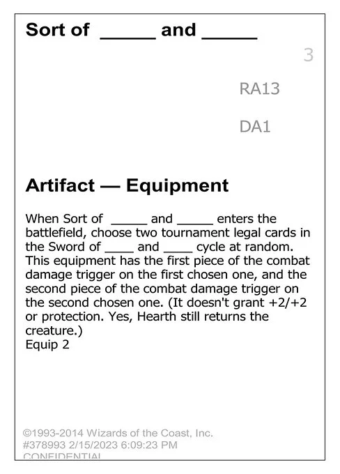 Sort of _____ and _____, carta Magic di tipo Artifact — Equipment