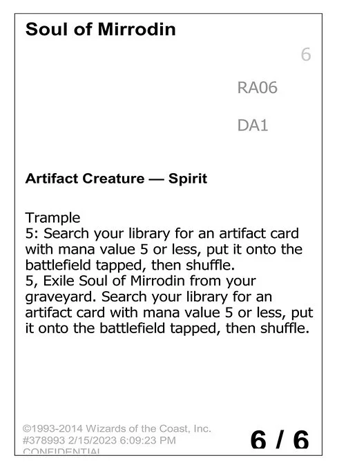 Soul of Mirrodin, carta Magic di tipo Artifact Creature — Spirit