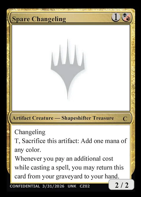 Spare Changeling, carta Magic di tipo Artifact Creature — Shapeshifter Treasure