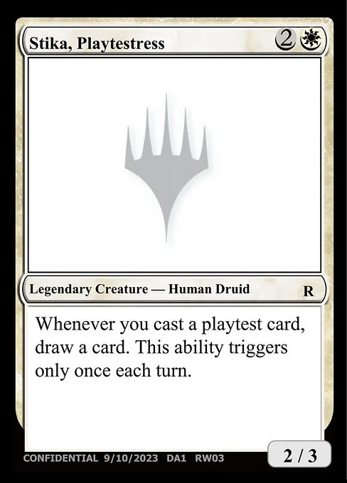 Stika, Playtestress, carta Magic di tipo Legendary Creature — Human Druid
