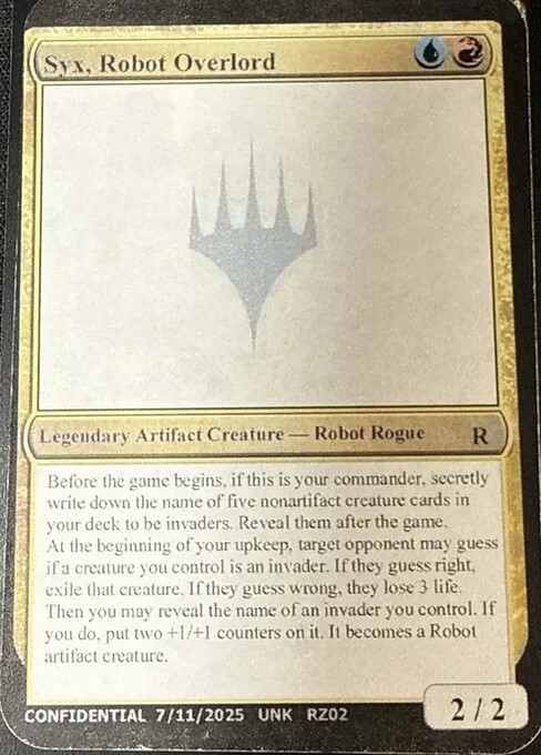 Syx, Robot Overlord, carta Magic di tipo Legendary Artifact Creature — Robot Rogue