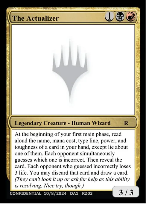 The Actualizer, carta Magic di tipo Legendary Creature — Human Wizard