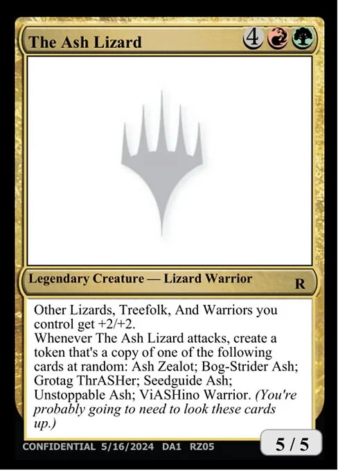 The Ash Lizard, carta Magic di tipo Legendary Creature — Lizard Warrior