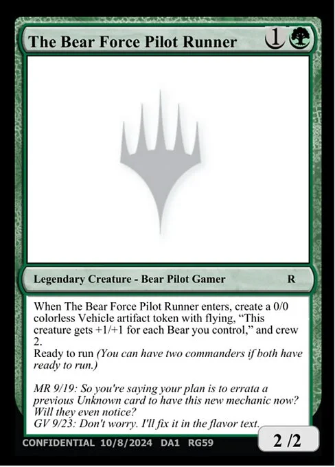 The Bear Force Pilot Runner, carta Magic di tipo Legendary Creature — Bear Pilot Gamer