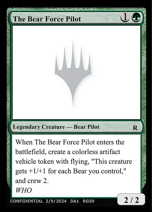 The Bear Force Pilot, carta Magic di tipo Legendary Creature — Bear Pilot