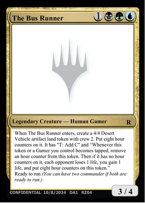 The Bus Runner, carta Magic di tipo Legendary Creature — Human Gamer