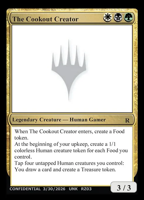 The Cookout Creator, carta Magic di tipo Legendary Creature — Human Gamer