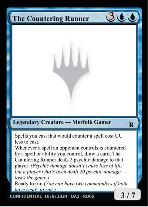 The Countering Runner, carta Magic di tipo Legendary Creature — Merfolk Gamer
