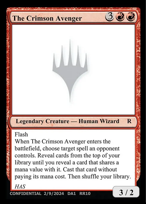 The Crimson Avenger, carta Magic di tipo Legendary Creature — Human Wizard