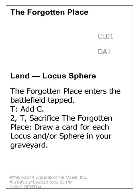 The Forgotten Place, carta Magic di tipo Land — Locus Sphere