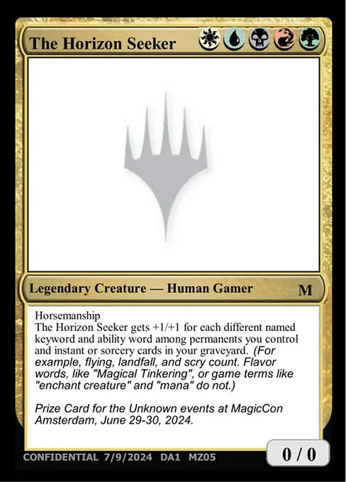 The Horizon Seeker, carta Magic di tipo Legendary Creature — Human Gamer