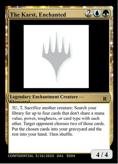 The Karst, Enchanted, carta Magic di tipo Legendary Enchantment Creature — Elemental
