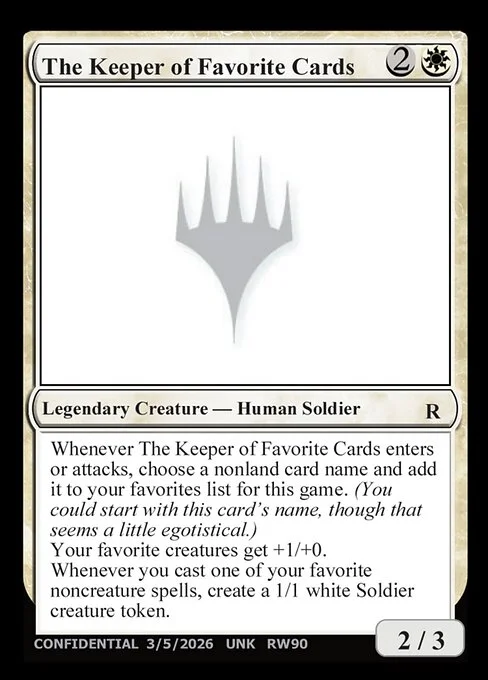 The Keeper of Favorite Cards, carta Magic di tipo Legendary Creature — Human Soldier