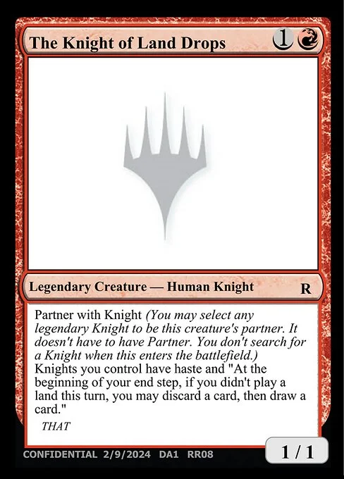 The Knight of Land Drops, carta Magic di tipo Legendary Creature — Human Knight